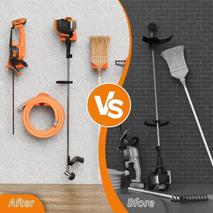 Weedeater Hanger, Heavy Duty Weed Eater Hanger Wall Mount, Garden Power Tool Holder with Rubber Coating for Grass Trimmer, Hedge Trimmer, Leaf Blower, Garage Organizer, 3 Pack