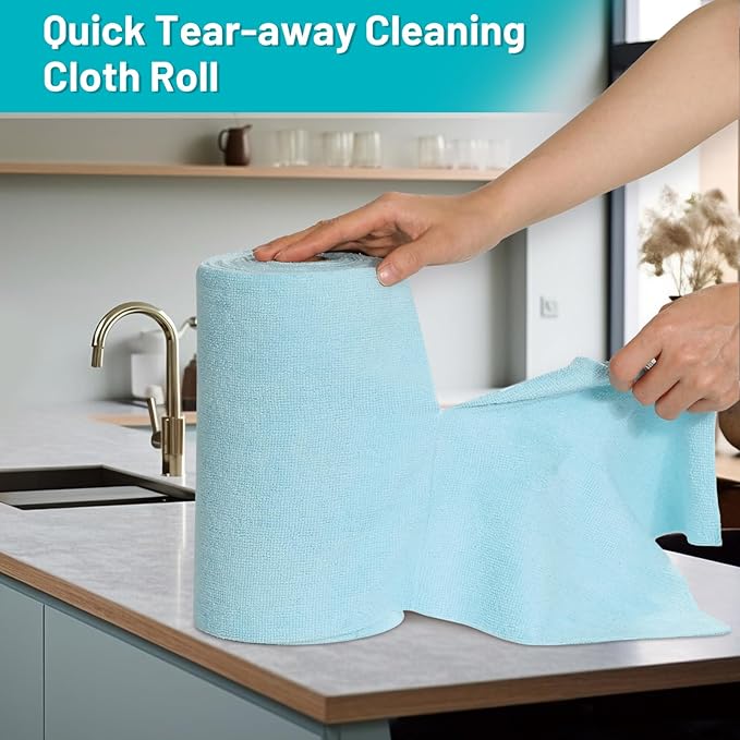 85 Pack Tear Away Microfiber Towels Roll, 10" x 10" Value Pack Reusable Cleaning Towels Absorbent Rags Fast Drying Dishcloths Lint Free Cleaning Wipes for Kitchen House Car