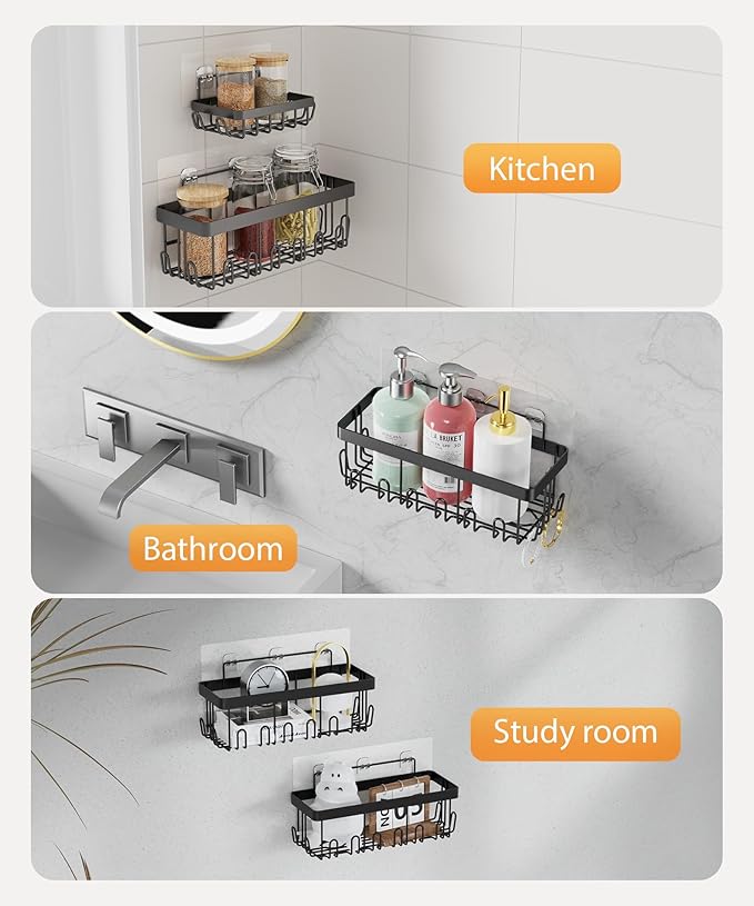 MaraFansie Transparent Adhesive Wall Hooks, Seamless Adhesive Hooks Sticker for Smooth Surface Bathroom/Office/Kitchen (12, 3 Types)