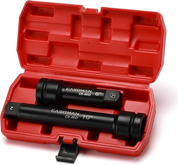 CASOMAN 1-Inch Drive Impact Extension Bars, Length: 6" & 10", Impact Socket Extension, CR-MO Steel