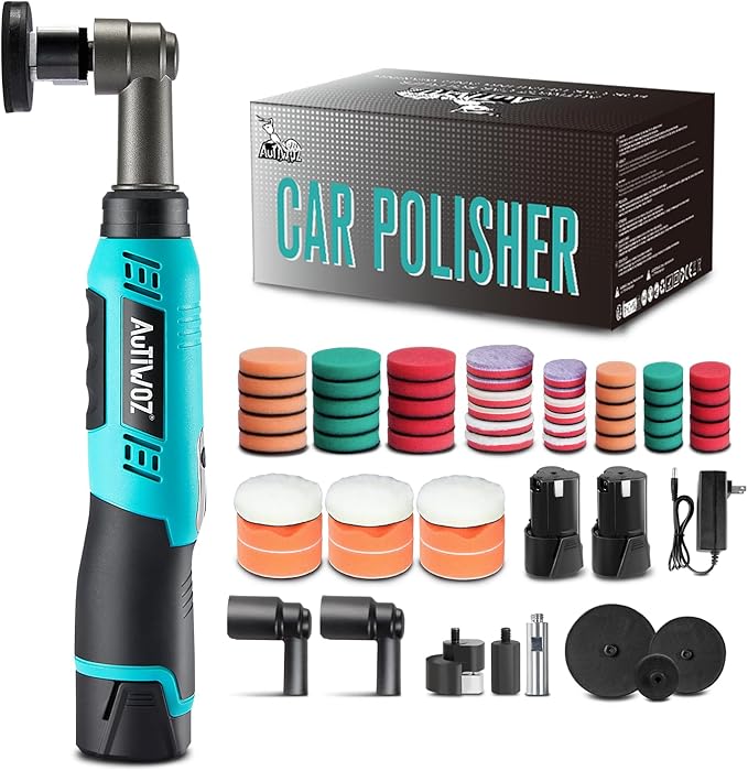 AUTIWOZ WS01 Cordless Mini Buffer Polisher, 1/2/3 Inch Micro Buffer Polisher, 6 Speeds 2Pcs 2000mAh Orbital/Rotary Mini Polisher for Polishing, Sanding and Cleaning, Mini Buffer Machine Sets