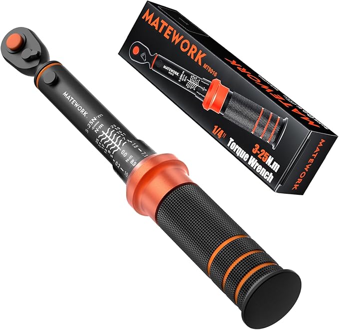 1/4-Inch Drive Click Torque Wrench, 3-25 Nm/26.6-221.3 in.lb, Bike Torque Wrench Inch Pounds with 72-Tooth Dual-Direction, Small Bike Tool for Bicycle, MTB Maintenance, ±3% High Precision