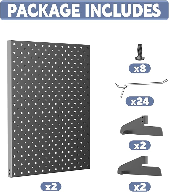 WALMANN Metal Tabletop Pegboard Display Stand for Craft Shows, 12" x 16" Countertop Peg Board with Hooks for Jewelry & Accessories (Black, 2-Pack)