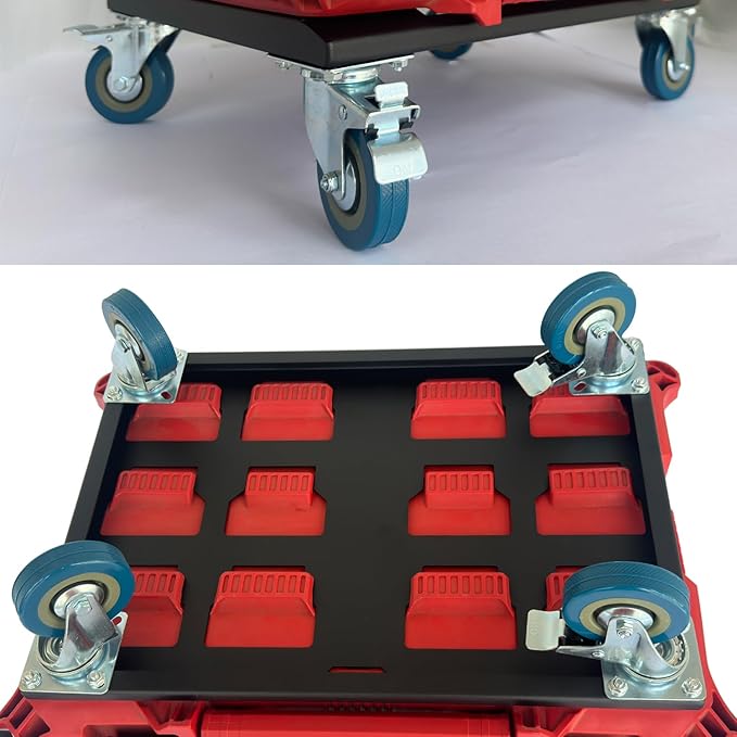 Duty Tool Box Dolly Compatible with Milwaukee Packout Carts, Fit for Packout Tool Box Made of Metal, Withstand up to 220 Lbs of Pressure, Milwaukee Dolly with Screws (Black, 1)
