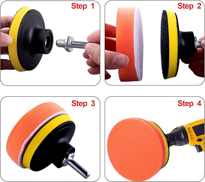 SIQUK 26 Pieces Car Polisher Buffing Pads 3 Inch Car Polishing Pad Kit Foam Polish Pads Wax Bonnets Polisher Buffer Attachment for Drill