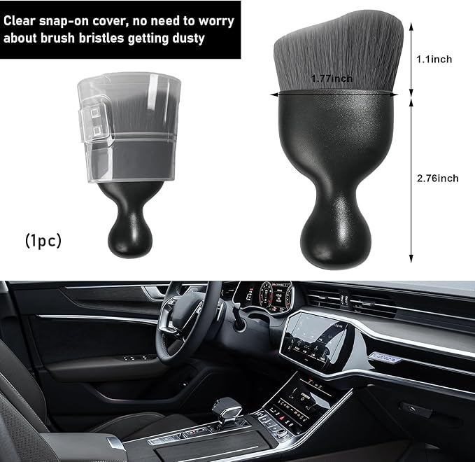 Ziciner Car Detailing Brush, Curved Soft Bristles Auto Removal Dust Collectors, Universal Vehicle Dashboard, Air Conditioner Vents etc Interior Cleaning Tool Accessories (Gray)
