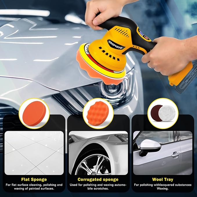 Cordless Car Buffer Polisher Compatible for Dewalt 20V Battery(Without Battery) Car Buffer Polishers with 6 Variable Speed Up to 5500RPM, for Car Detailing/Polishing/Waxing(Battery Not Included)