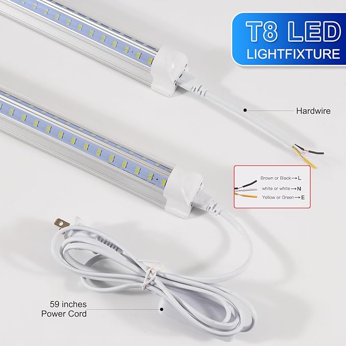 AQIQUUT 3FT Led Shop Light,3FT Lights 36W 6500K 5000LM Daylight,Led Shop Lights 110V Linkable Clear Cover Integrated V-Shape for Shop Garage Warehouse Workshop Commercial Bay Lighting(4-Pack)