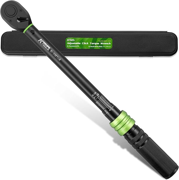 1/2-Inch Drive Click Torque Wrench - 10-170 Ft-Lb/13.6-230.5Nm, Adjustable Dual-Direction Torque Wrench with 3% Precision, 72 Tooth Head, Dual Range for Bike, Motorcycle and Car Repair