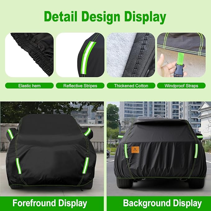 Car Cover Waterproof All Weather -Outdoor Car Snow Cover Snowproof UV Protection Windproof - Winter Rain Heavy Duty Full Car Covers Universal Fit for Sedan Length Up to 202 inch