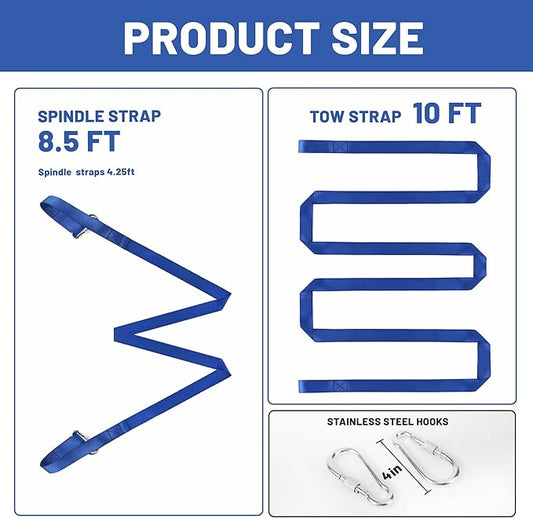 14.5ft Snowmobile Tow Straps, Snowmobile Tow Rope,Heavy-Duty ATV Towing Rope with Stainless Steel Hooks for Sled Snowboards Emergency Safety Tool Accessories Kit