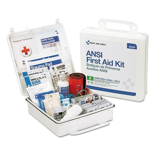 First Aid Only 90566 ANSI B 2015 and OSHA Compliant First Aid Kit, 50-Person Emergency First Aid Kit for Business, Home, Car, and Worksites, 199 Pieces