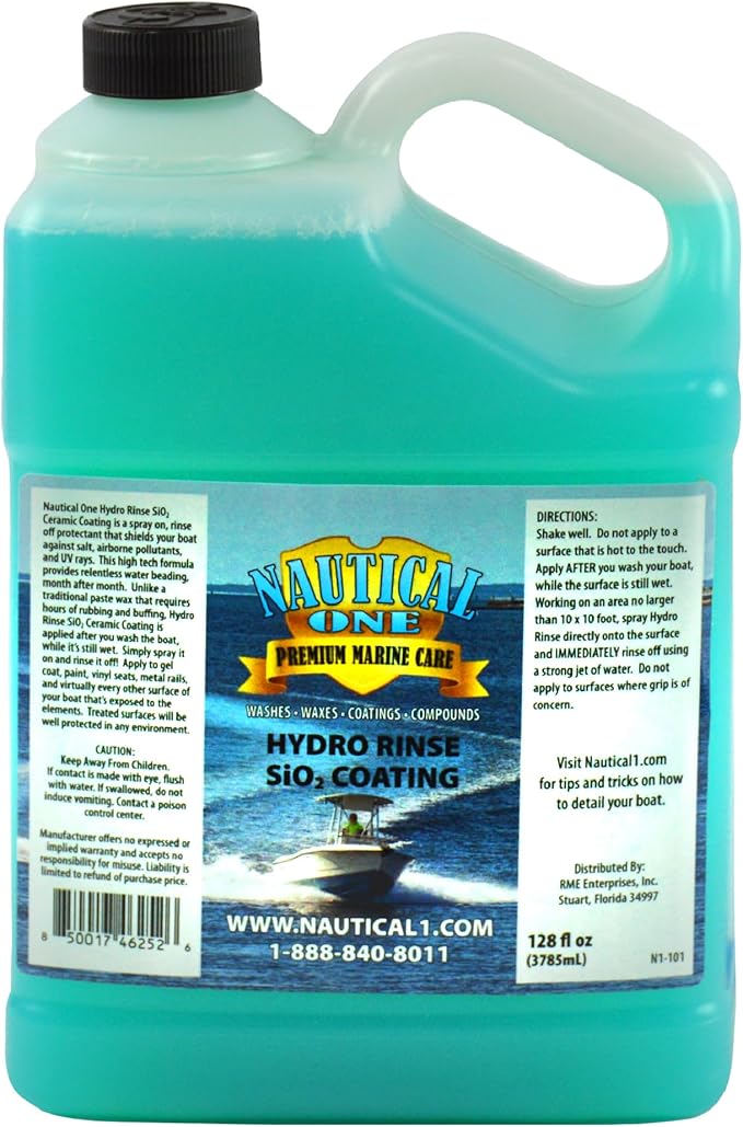 Nautical One - Hydro Rinse SiO2 Coating - Easy Spray-On Ceramic Boat Protection - Incredible Shine & Protection (128 oz)