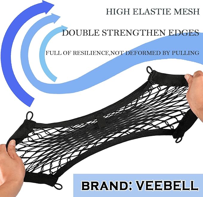 2 Pack Small Cargo Net Pocket Storage Mesh Net Elastic Automotive Cargo Nets Storage Pouch for Car Trunk Net, RV, Boat Storage Mesh Pocket Net with 8 Mounting Screws and Hooks (18 x 9.8 Inches)