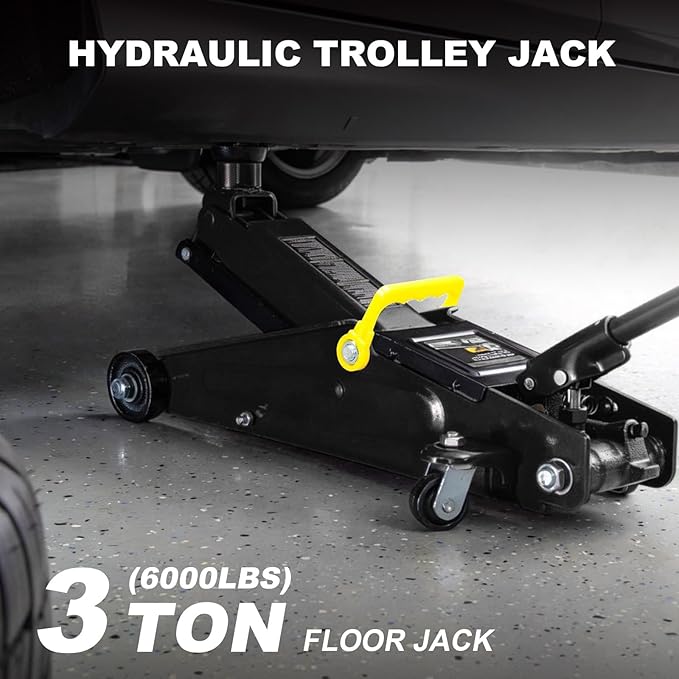 Torin T83006W Blackjack Hydraulic Trolley Service/Floor Jack (Fits: SUVs and Extended Height Trucks): 3 Ton (6,000 lb) Capacity, Black