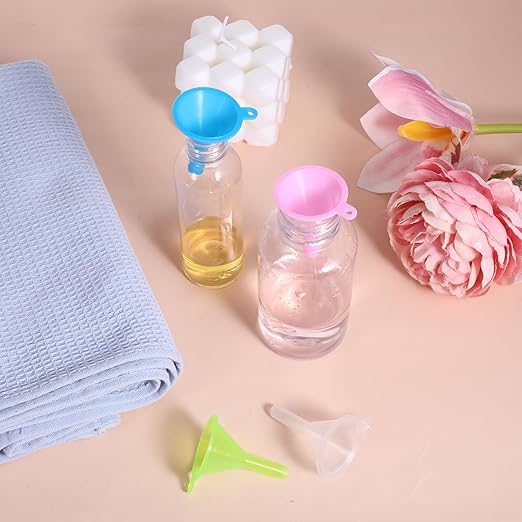 16 Pcs Small Funnel Set for Filling Tiny Bottles Essential Oils Powder Spices Glitter, Plastic Narrow Neck Mini Funnels, Food-Grade Tiny Funnels for Lab Bottles Sand Art Perfume Spice Powder