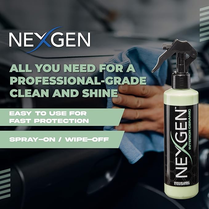 Nexgen Interior Ceramic Spray — Ultimate Interior Protection — Spray-on and Wipe-off Ceramic Coating for Hard Interior Surfaces (8 oz)