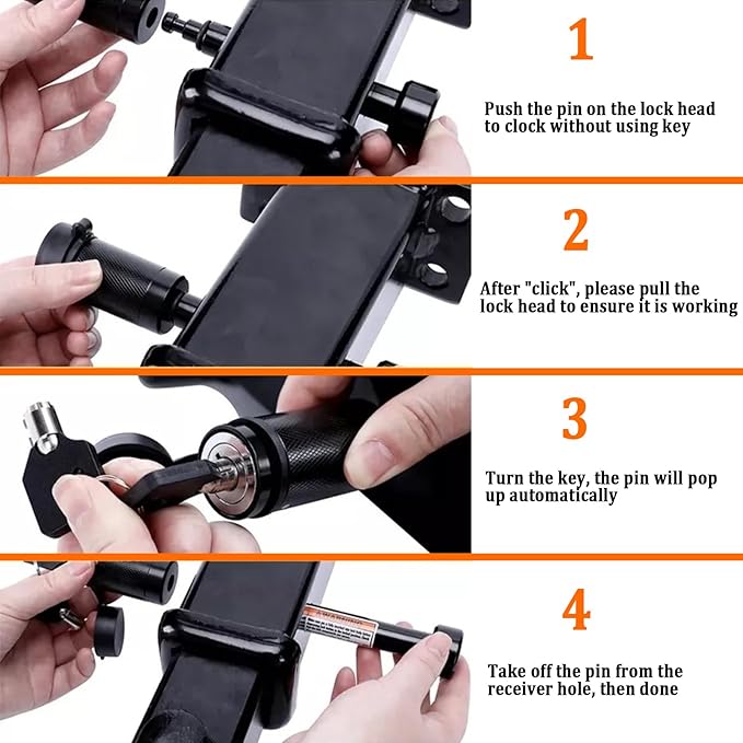 AUTOXBERT 5/8" Trailer Hitch Locks with O-Rings for RV Truck Trailer Pin Tow Receiver Universal 2 inch Towing Hitch Receiver Anti-Theft Lock
