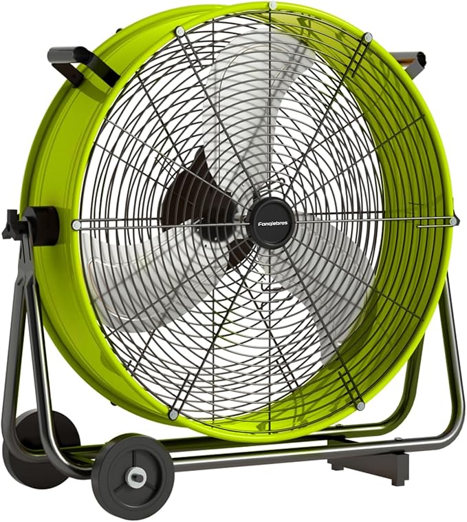 24 inch High Velocity Industrial Drum Fan, 8800 CFM Heavy Duty Metal Air Circulator, 3-Speed Floor Fan with 360° Tilt & Wheels for Warehouse, Workshop, Factory & Gym – UL Listed