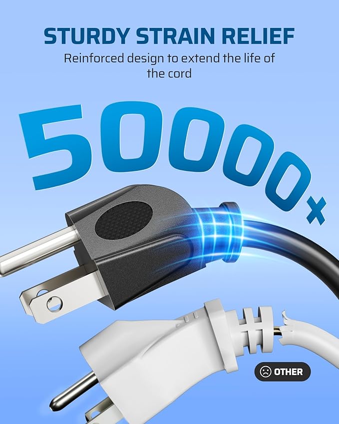 DEWENWILS Extension Cord 10ft Christmas, 14/3 SJTW Weatherproof Power Cable for Indoor Outdoor Use, 3 Prong Heavy Duty Power Cord, Black, ETL Listed, 2 Pack