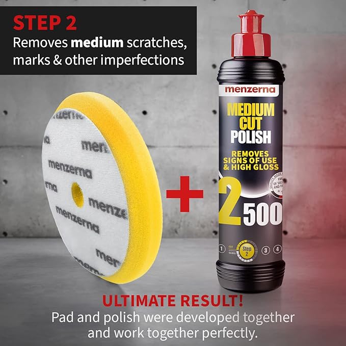 MENZERNA 4 Pcs 6 Inch Premium Polishing Pad Kit I Scratch Repair, Fine Polishing, Shine & Sealing I Body Repair Buffing & Polishing Pads with Safety Edge & Velcro Attachment I Washable & Long Lasting