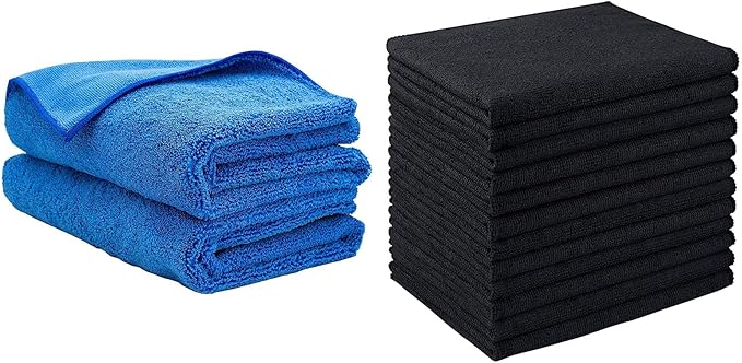 AIDEA Microfiber Cleaning Cloth for Car-12PK, Microfiber Towels for Cars-2PK, Professional Car Drying Towel
