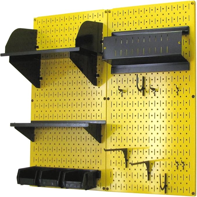 Wall Control Craft & Hobby Pegboard Organizer Storage Kit with Yellow Pegboard and Black Accessories