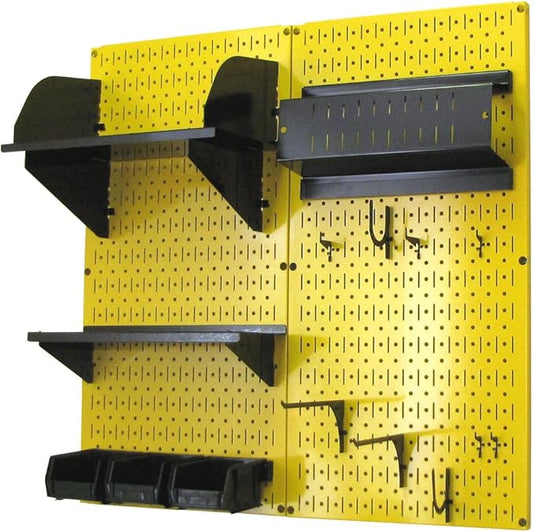 Wall Control Craft & Hobby Pegboard Organizer Storage Kit with Yellow Pegboard and Black Accessories