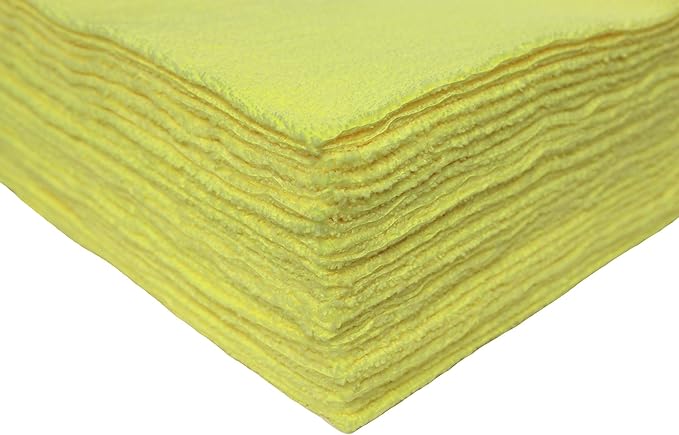 Detailer's Preference Premium Edgeless Microfiber Towels, 350 GSM, Ultra Soft, Lint-Free, Streak-Free, Scratch-Free, Highly Absorbent, for Auto, Home, and Detailing,16x16, 12-Pack, Yellow