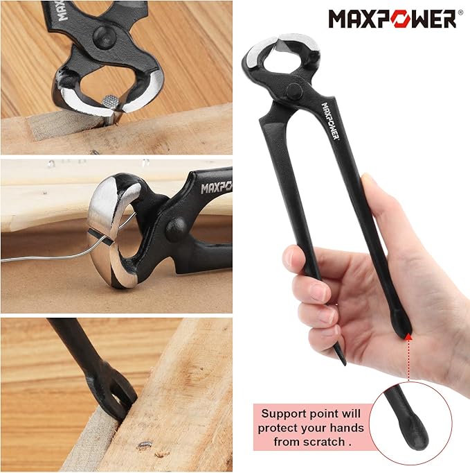 MAXPOWER 4-Pieces Pry Bar Set, 12-inch Utility Claw Pry Bar, 8-inch Nail Puller, 10-inch and 7-inch Flat Pry Bar Crowbar Claw