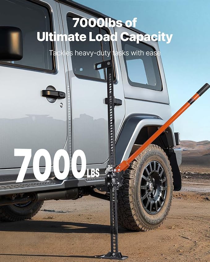 VEVOR Farm Jack 48 inch Utility High Lift, 7000 lbs Capacity Ratcheting Off Road Jeep Jack, Heavy for Tractor, Truck, SUV, Bumper Lift, Orange