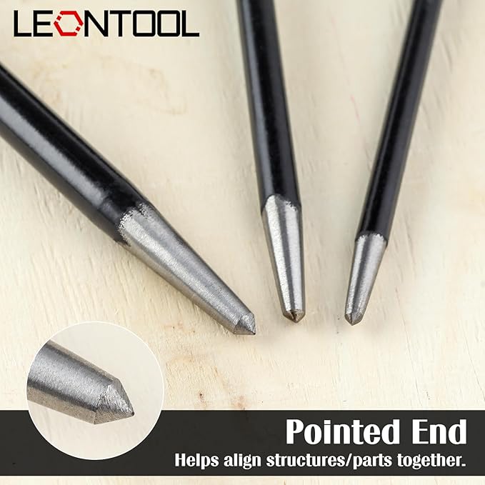 3PCS Rolling Head Pry Bar Set Heavy Duty Indexing Pry Bar Set for Automotive Machinery Aligning & Prying, 6 Inch 12 Inch 16 Inch Automotive Pry Bars Hand Tool Pry Tool, Carbon Steel
