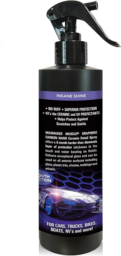 16oz Graphene Ceramic Coating Detail Spray Wax - The Best Protection Against Scratches, Swirls, Paint Chips, No Buff, 6 month Protection (16 Fl Oz)