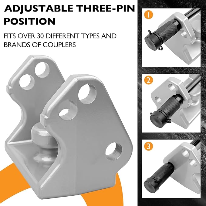 HQPASFY Trailer Hitch Lock, Trailer Coupler Lock with Pin, Heavy-Duty Coupler Lock Model Tl-33 Trailer Lock,Fits Over 2" to 2-5/16" Couplers - Silver