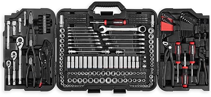 STARWORK TRUE MECHANIC 312-Piece Mechanics Tool Set and Socket Set, Professional, SAE/Metric, Mirror-Finish Sockets & Ratchet Wrenches