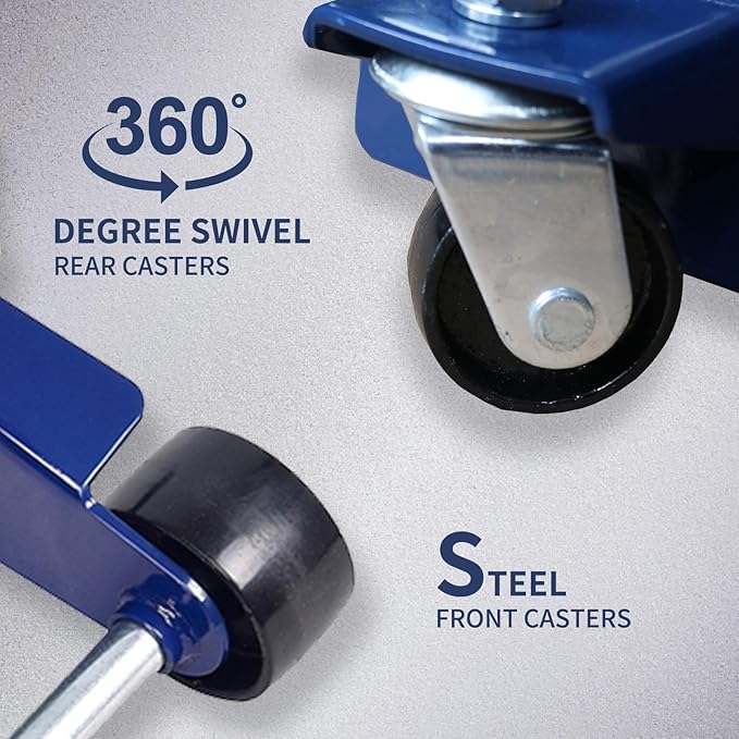 A A IN 3 Ton Heavy-Duty Floor Jack, Steel Hydraulic Jack with Double Pumps for Quick Lifting, Rotating Rear Casters, Blue