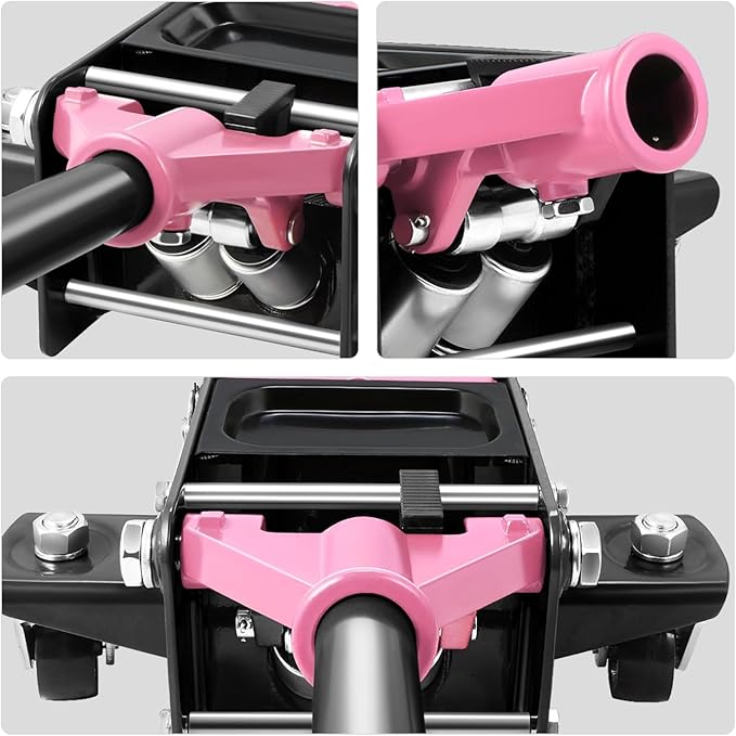 PM PERFORMOTOR Low Profile Hydraulic Trolley Service/Floor Jack, 3 Ton (6000 lbs) Capacity, Lifting Range 3"-20",Pink,PM-TOL-FJ30-PK