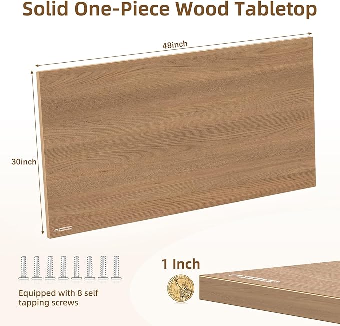 Universal Solid One-Piece Wood Table Top, 48"x30"x1" Workbench Top - Rectangular Particle Board for Standing Desk, Home Office Desk Countertop DlY, Washer Dryer, Coffee, Bar Tabletop