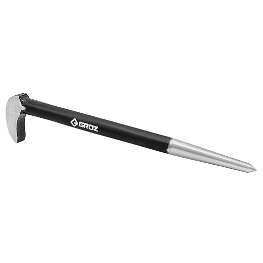 Groz 33150 6" Roll Head Pry Bar - Chrome Vanadium Steel, Heavy-Duty Forged Construction, Automotive Alignment Tool