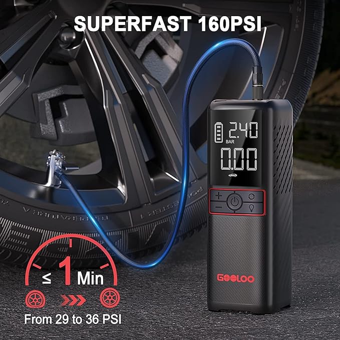 GOOLOO GT160 Tire Inflator Portable Air Compressor for Car Motorcycle Bike Ball & GP4000 Car Battery Charger Jump Starter for 12 Volt Automotive Batteries