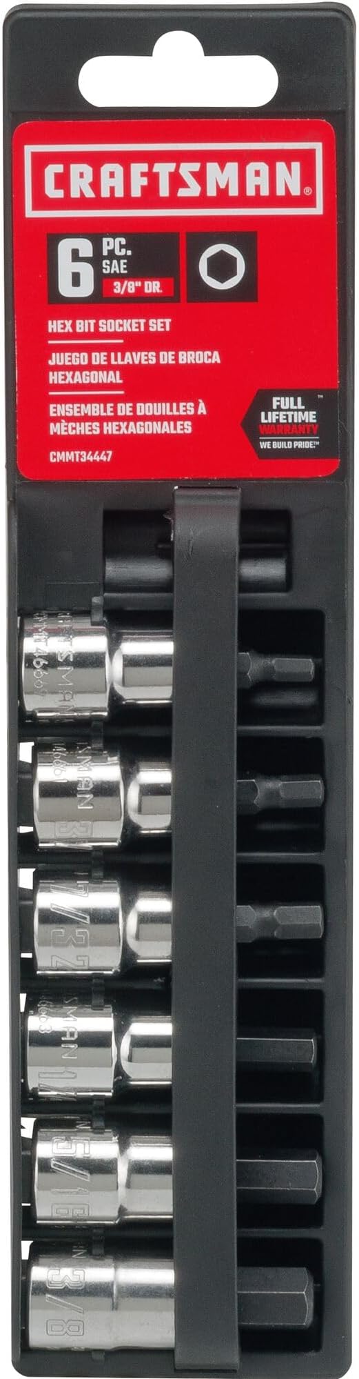 CRAFTSMAN Hex Bit Socket Set, 3/8" Drive, SAE, 6-Piece (CMMT34447)