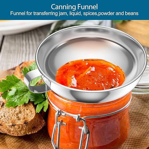 2pcs Canning Funnels for Filling Mason Jars with Strainer, Food Grade Stainless Steel Funnels for Kitchen Use, Metal Wide Mouth Funnel for Mason Jar