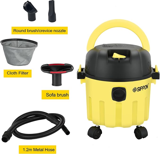Wet-Dry Vacuum, 3-in-1 Portable Shop Vacuum Cleaner with 2 Peak HP Power Suction, Lightweight Wet Dry Vacuum with Blower & Wall Mount Design for Car, Pet Hair, Hard Floor (Low)
