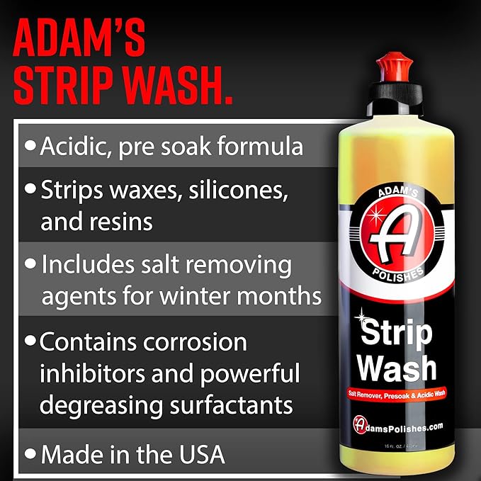 Adam's Polishes Strip Car Wash Soap (5 Gallon) - Sealant & Car Wax Remover Shampoo Salt Remover & Acidic Wash | Thick Suds For Use In Car Cleaning Kit, Foam Cannon, Foam Gun, Sponge, Mitt, Chamois