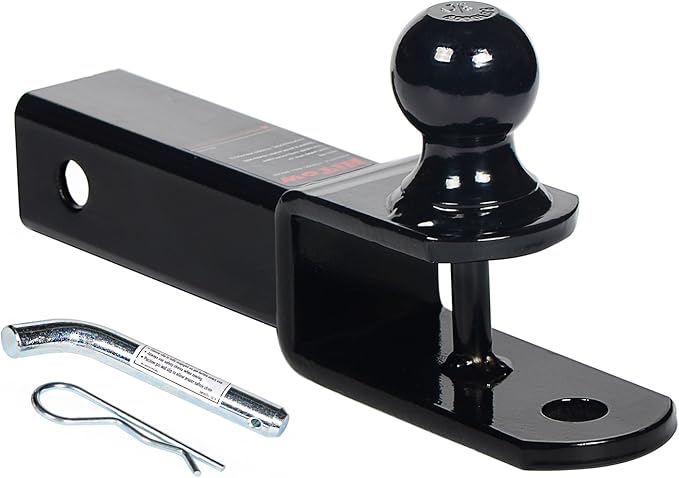 3-in-1 ATV/UTV Hitch Ball Mount Adapter with 1-7/8" Ball, Fits 2 inch Hitch Receiver, with Pin and Clip