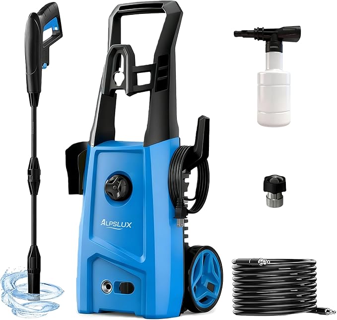Electric Pressure Washer Power Washer Electric Powered Power Wash Power Washers with Adjustable Nozzle, Pressure Cleaning Machine with Foam Cannon for Cars, Fences, Driveways, Patios, Home Cleaning