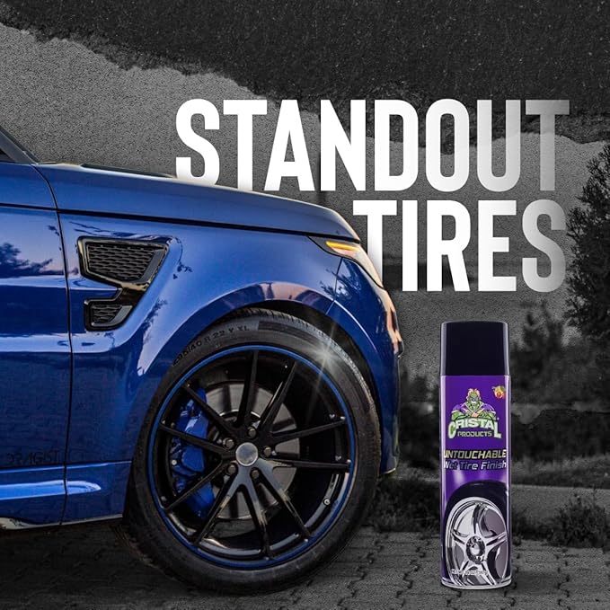 Cristal Products Untouchable Tire Shine Spray – Long-Lasting Wet Tire Finish for Deep Gloss & Protection – Waterproof Tire Shine, Easy Application, Premium Tire Cleaner Shine 8oz (4PK)