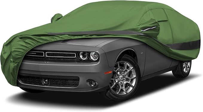 Heavy Duty Outdoor Car Cover Compatible with 2007-2023 Dodge Challenger,Waterproof All Weather for Automobiles, Outdoor Full Cover Rain Sun UV Protection with Zipper Cotton