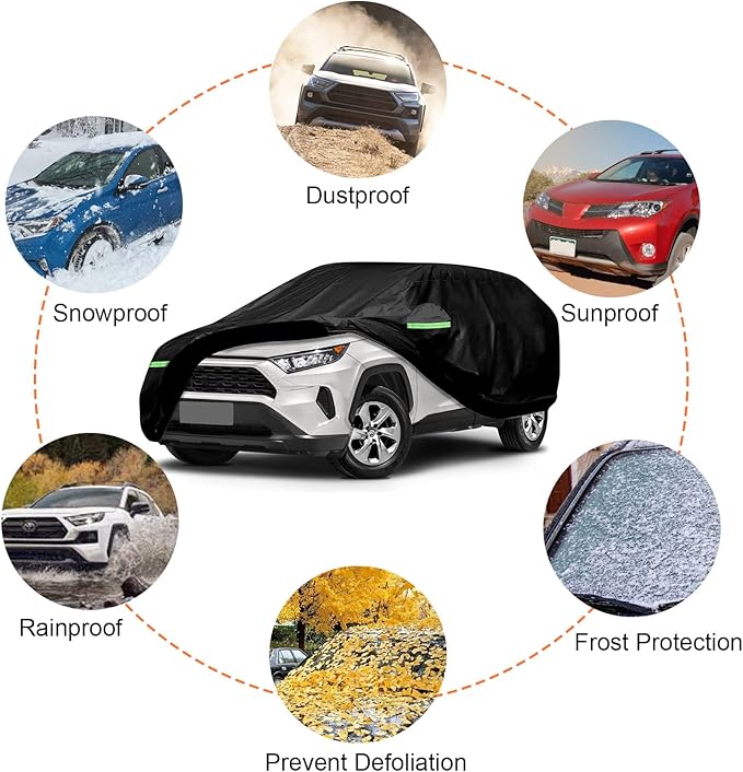 Car Covers Waterproof All Weather Replace for 2013-2025 Toyota RAV4, 6 Layers Custom-Fit Outdoor Full Car Covers with Zipper Door for Snow Rain Dust Hail Protection (Rav4)