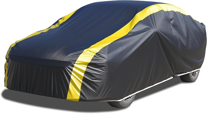 DINGHAO Car Cover Waterproof All Weather with Hot Stitching for Automobiles,6 Layers Outdoor Full Exterior Cover Sun UV Rain Snow Wind Protection Fit for 209"(209 * 75 * 59 inch) Sedan